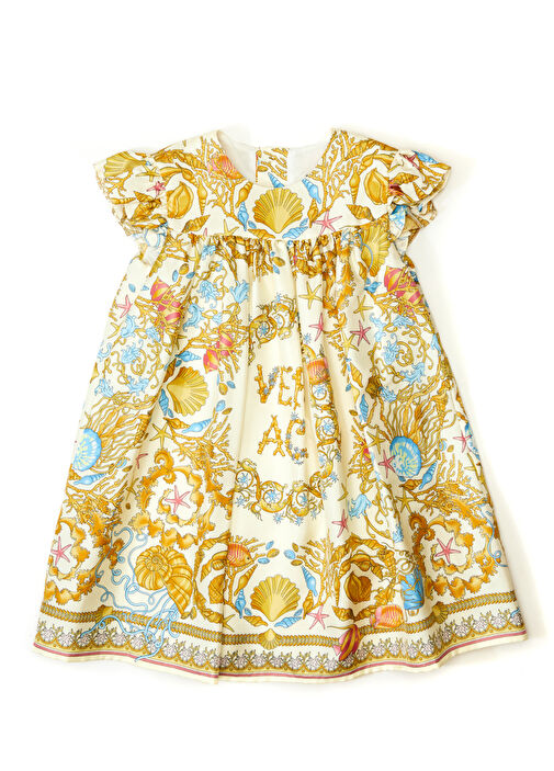 Versace Multicolored Barocco Patterned Girls' Silk Dress