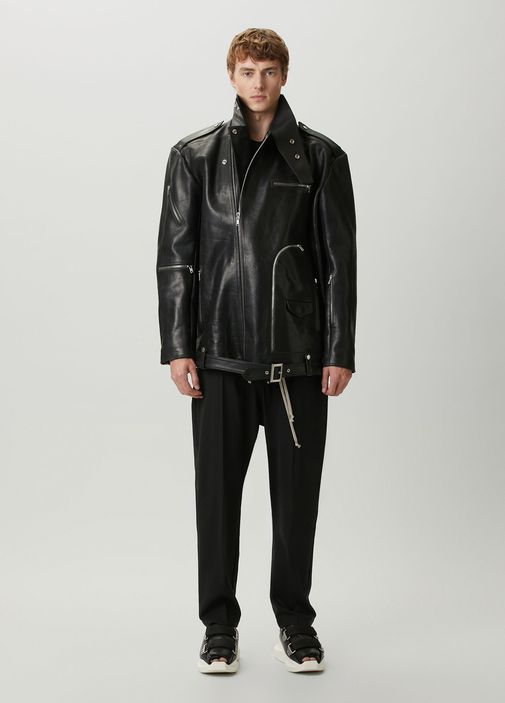 Black Rick Owens Black Men Black Leather Jacket 1943288 | Beymen
