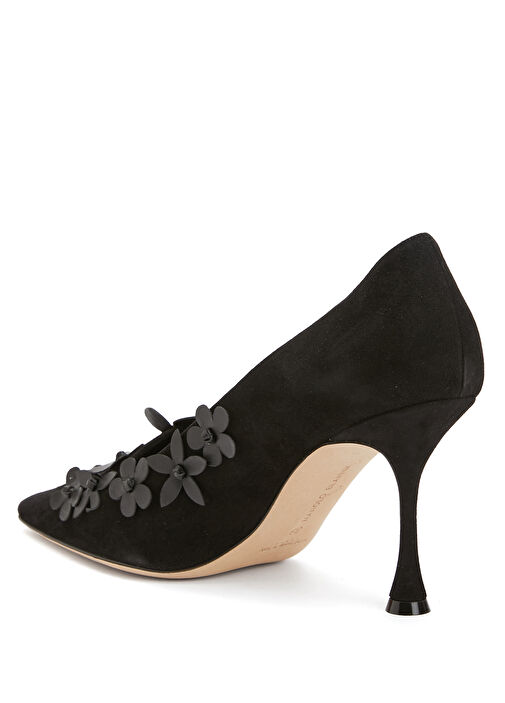 Siyah Süet Topuklu Ayakkabı - Görsel 4