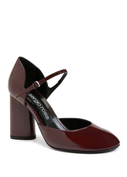 Bordo Deri Topuklu Ayakkabı - Görsel 3