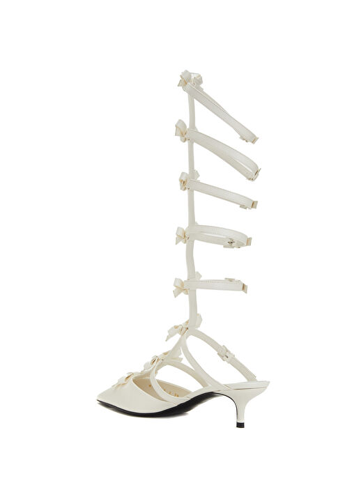 Beyaz Deri Topuklu Ayakkabı - Görsel 4