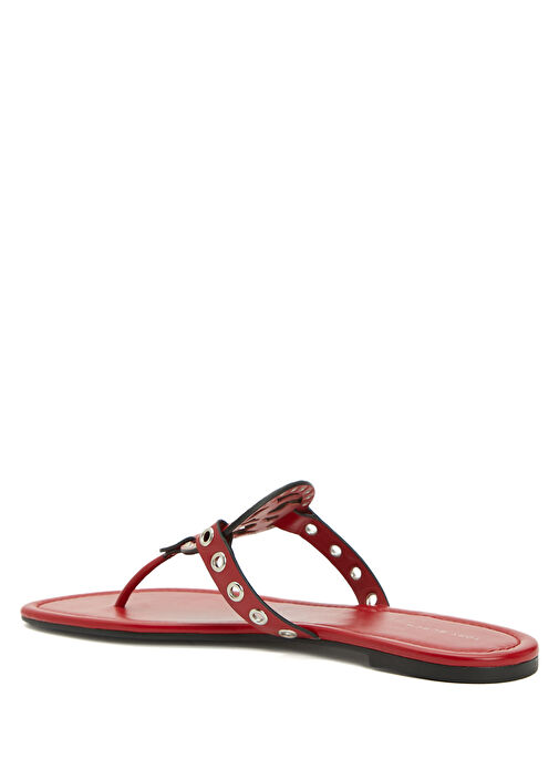 Miller Kırmızı Logo Detaylı Kadın Deri Terlik - Görsel 4