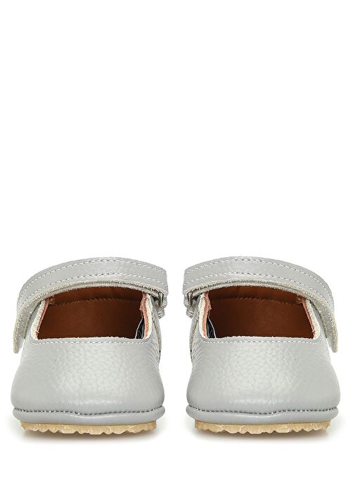 Bleu Gri El Yapımı Kız Bebek Deri Ayakkabı - Görsel 4
