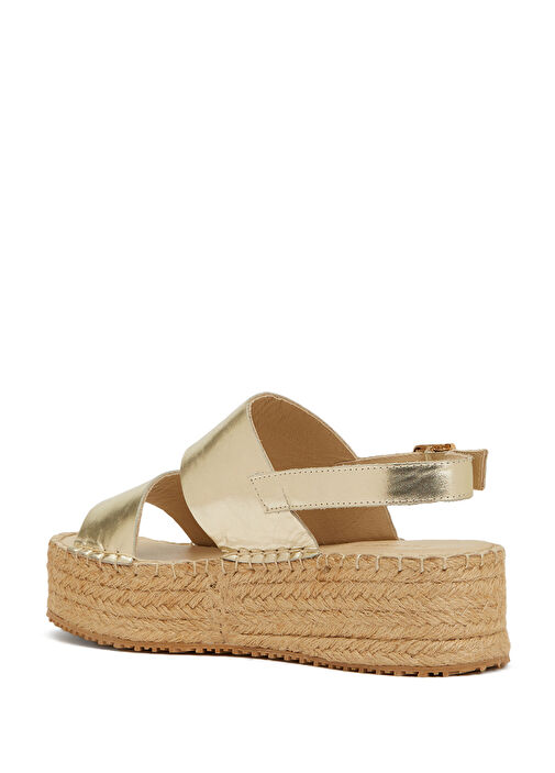 Gold Altın Rengi Kadın Deri Espadril - Görsel 4