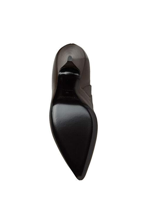 Koyu Kahverengi Kadın Deri Çizme - Görsel 6