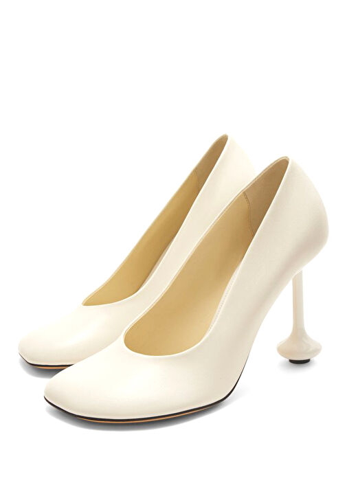Toy Beyaz Deri Topuklu Ayakkabı - Görsel 3