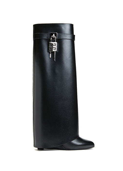 Shark Lock Siyah Kadın Deri Çizme - Görsel 2