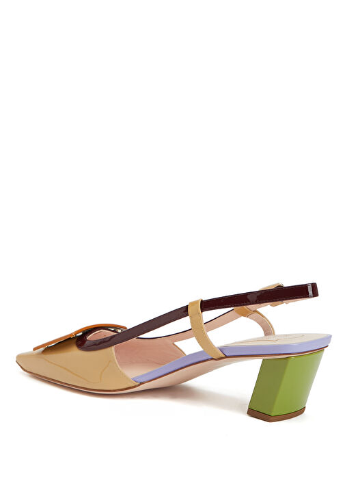 Belle Çok Renkli Deri Topuklu Ayakkabı - Görsel 4