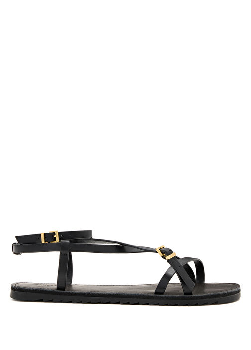 Tyla Siyah Kadın Deri Sandalet - Görsel 2