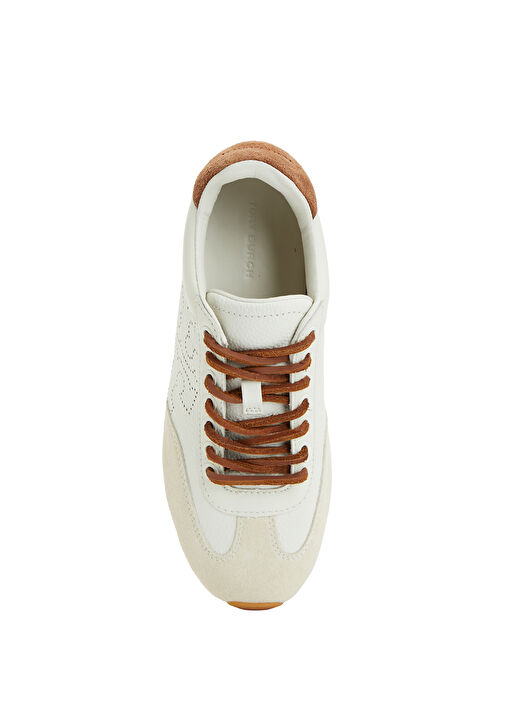 Kahve Beyaz Kadın Deri Sneaker - Görsel 5