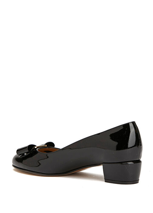 Siyah Deri Topuklu Ayakkabı - Görsel 4