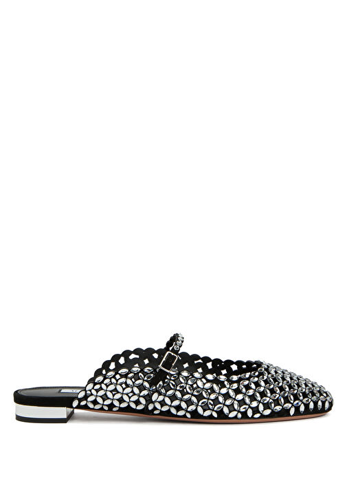 Crystal Sea Siyah Kadın Deri Terlik - Görsel 2