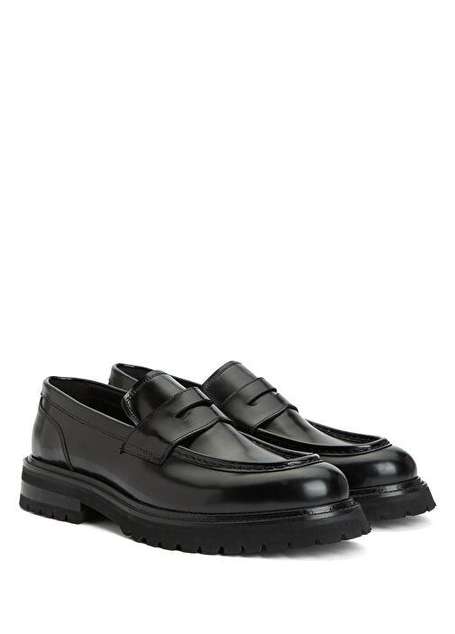 Siyah Fitilli Saraçlı Erkek Deri Loafer - Görsel 3