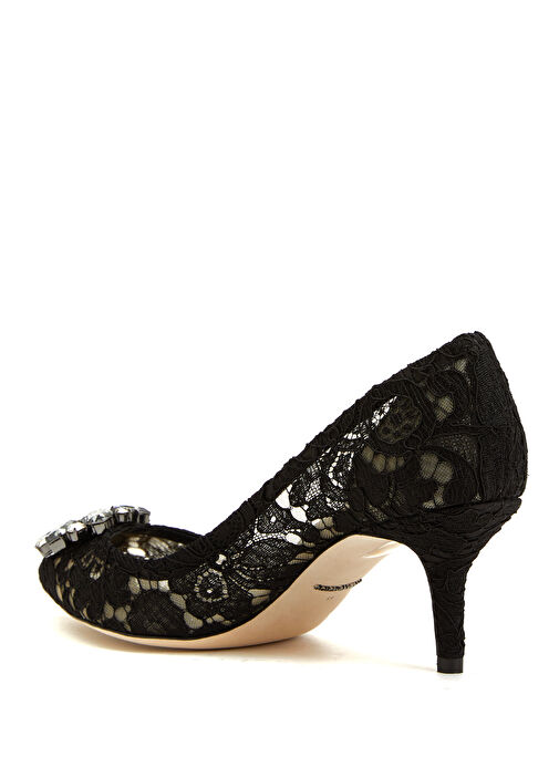 Lace Rainbow Siyah Topuklu Ayakkabı - Görsel 4