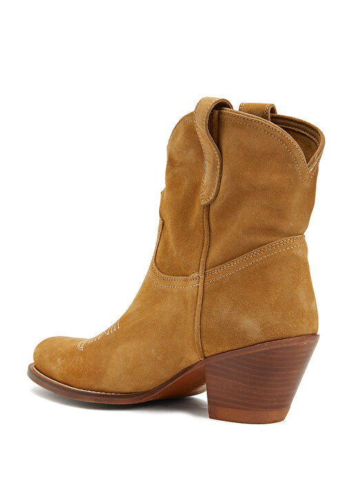 Karamel Dikiş Detaylı Kadın Süet Bot - Görsel 4