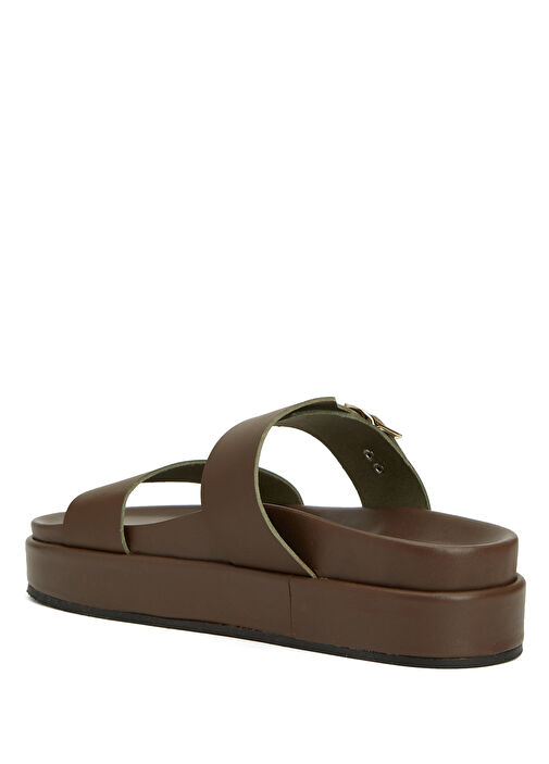 Latria 2Flatform Haki Kadın Deri Terlik - Görsel 4