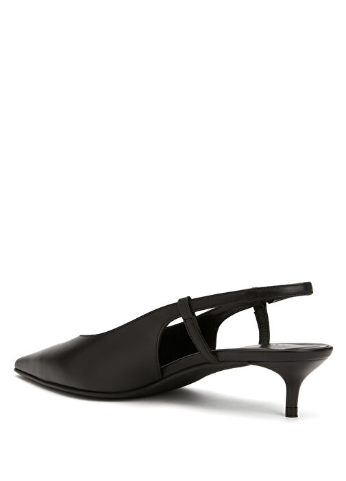 Siyah Deri Topuklu Ayakkabı - Görsel 4