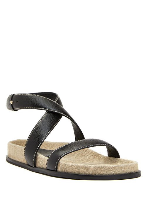 Siyah Kadın Deri Sandalet - Görsel 3