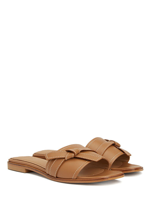 My Kahverengi Kadın Deri Terlik - Görsel 3