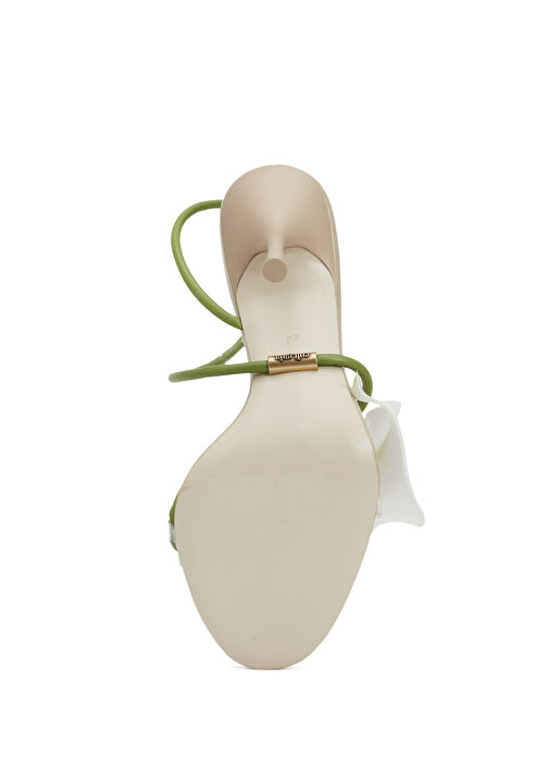 Cassidy Beyaz Yeşil Kadın Deri Sandalet - Görsel 6