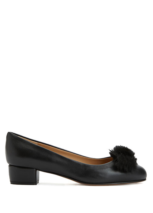 Siyah Deri Topuklu Ayakkabı - Görsel 2