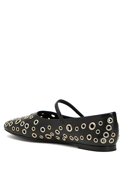 Eyelet Siyah Silver Deri Babet - Görsel 4