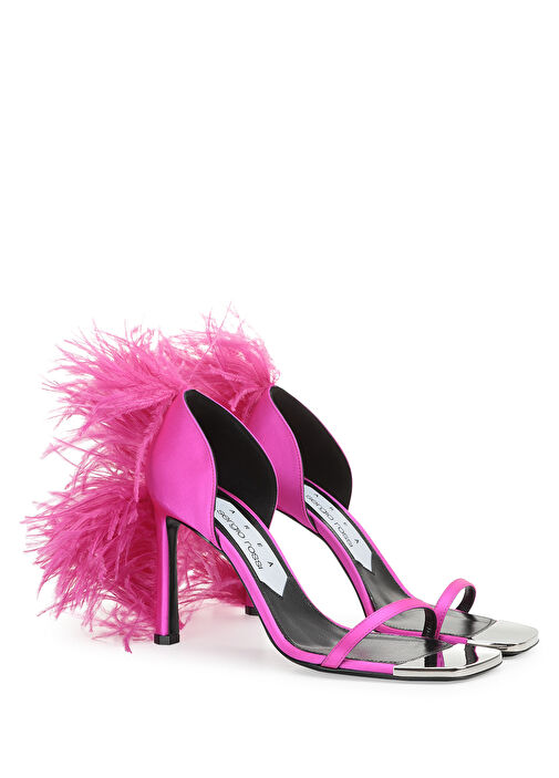 Amazona Fuşya Topuklu Saten Sandalet - Görsel 3