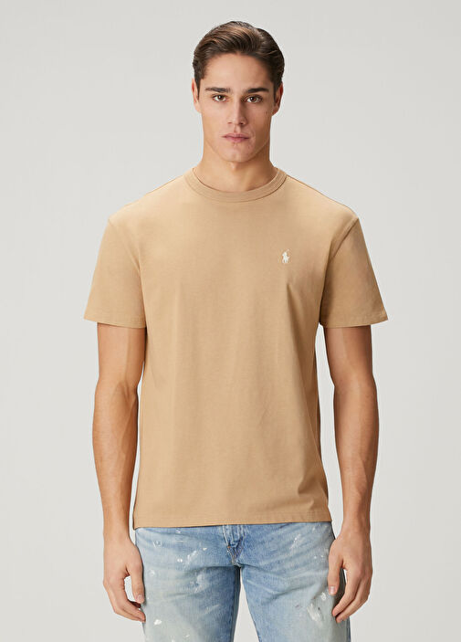 Polo Ralph Lauren Bej Erkek Bej Logo Nakışlı Jersey T-shirt