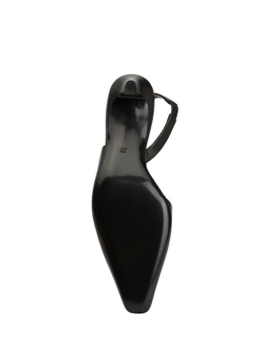 Essential Siyah Deri Topuklu Ayakkabı - Görsel 6