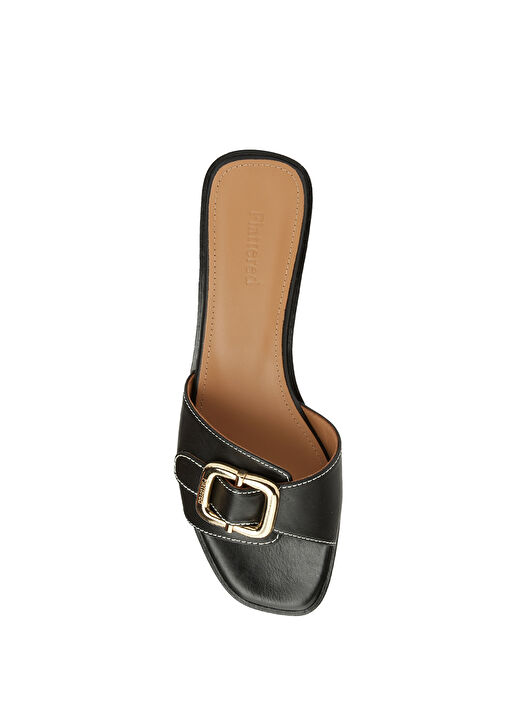 Mimi Siyah Kadın Deri Terlik - Görsel 5