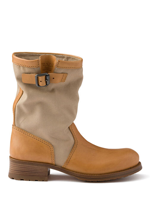 Nötr Deri ve Kanvas Kadın Bot