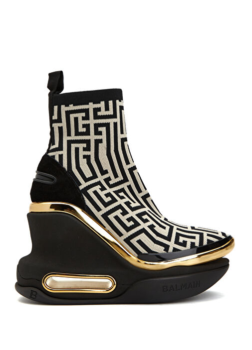 B-Bold Siyah Geometrik Logo Desenli Kadın Sneaker - Görsel 2