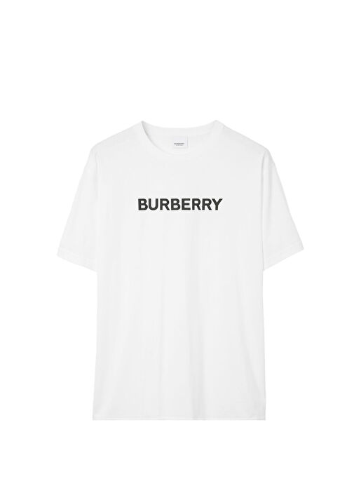 Burberry Beyaz Erkek Beyaz Pamuklu Logo Detaylı Kısa Kollu Erkek T
