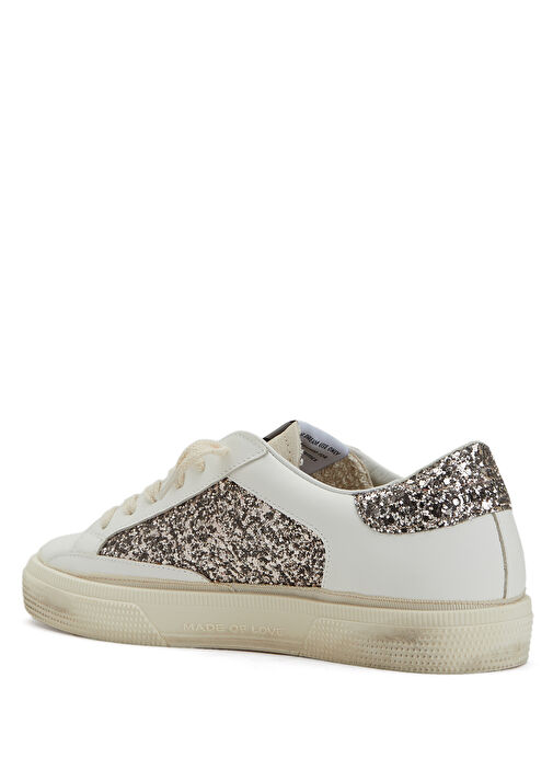 Beyaz Logolu Unisex Çocuk Deri Sneaker - Görsel 4