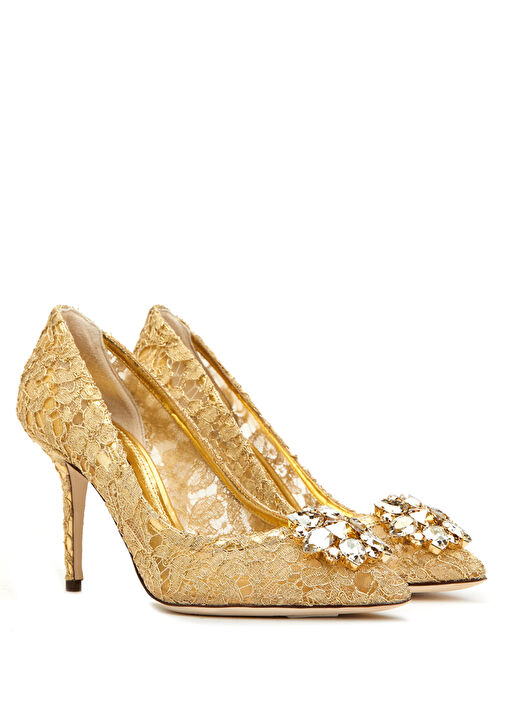 Lace Gold Topuklu Ayakkabı - Görsel 3
