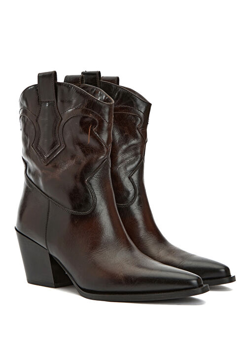 Kahverengi Kadın Deri Bot - Görsel 3