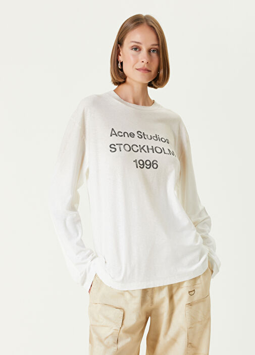 ACNE STUDIOS White Tag hotsell Face Long Sleeve Tee Size Small