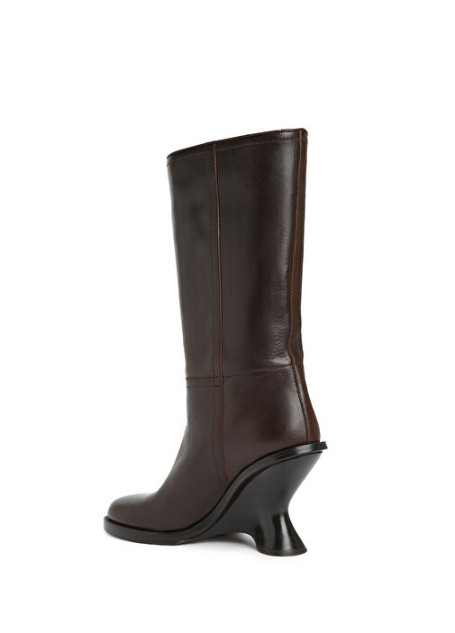 Koyu Kahverengi Kadın Deri Bot - Görsel 4