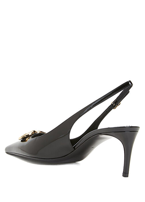 Siyah Deri Topuklu Ayakkabı - Görsel 4