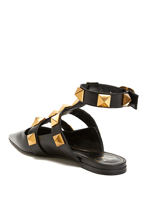Rockstud Siyah Kadın Deri Sandalet - Görsel 4
