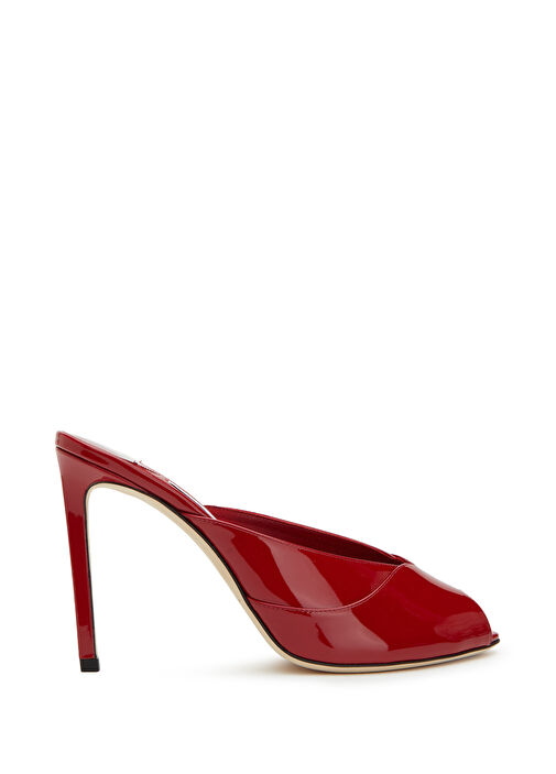 Brigitte Koyu Kırmızı Deri Topuklu Terlik - Görsel 2