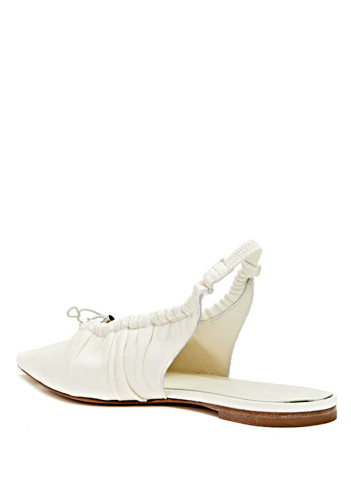 Ballerina Beyaz Kadın Deri Babet - Görsel 5