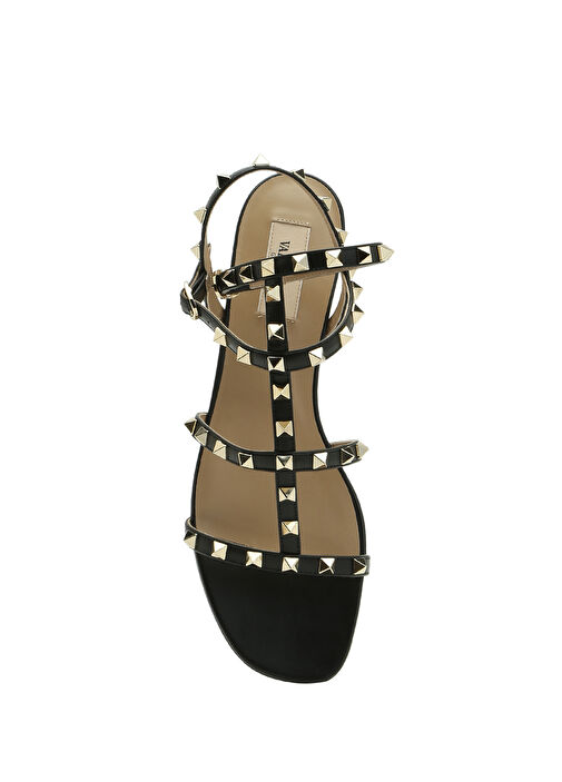 Rockstud Siyah Kadın Deri Sandalet - Görsel 5
