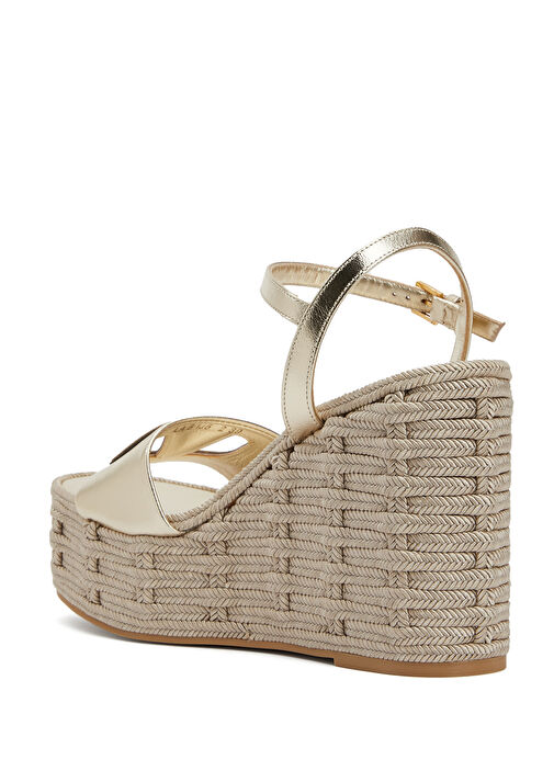 Gold Logo Detaylı Kadın Deri Espadril - Görsel 4