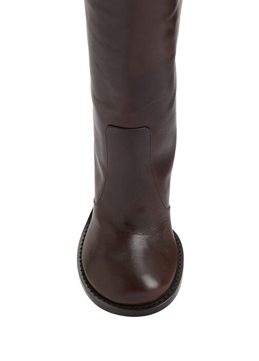 Koyu Kahverengi Kadın Deri Bot - Görsel 5