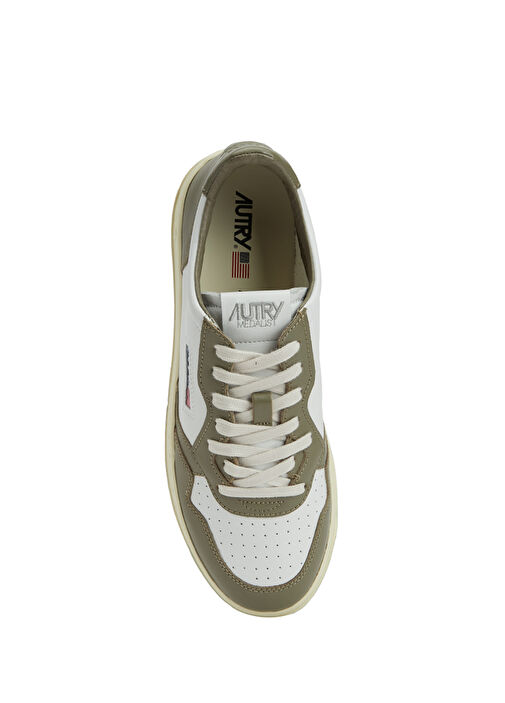 Haki Beyaz Erkek Deri Sneaker - Görsel 5