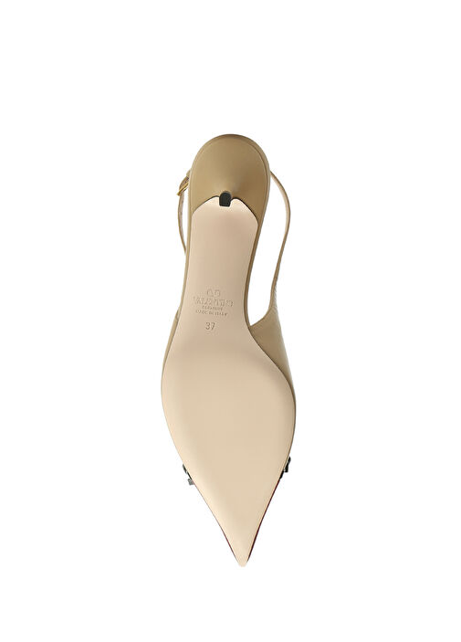 Bej Deri Topuklu Ayakkabı - Görsel 6