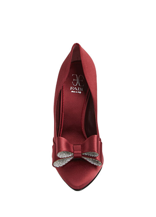 Bordo Saten Topuklu Ayakkabı - Görsel 5