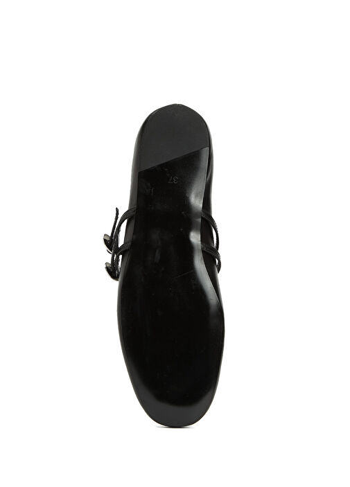 Siyah Amorf Tokalı Deri Babet - Görsel 6