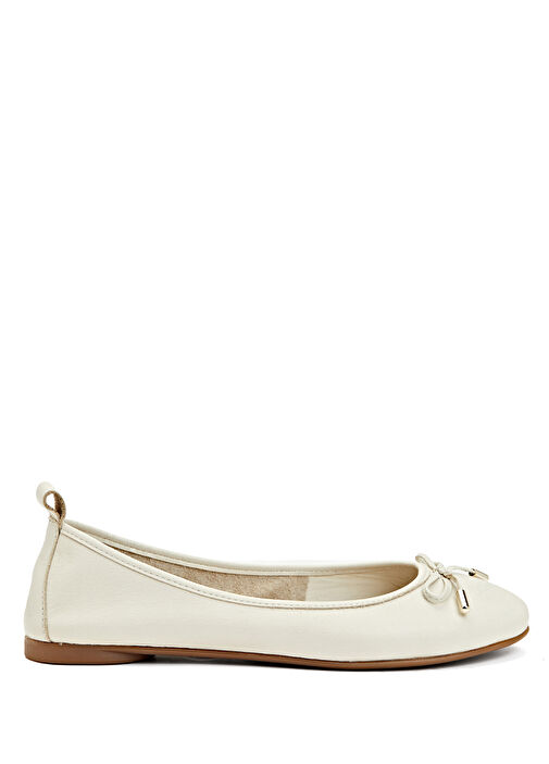 Kırık Beyaz Kadın Deri Babet - Görsel 2